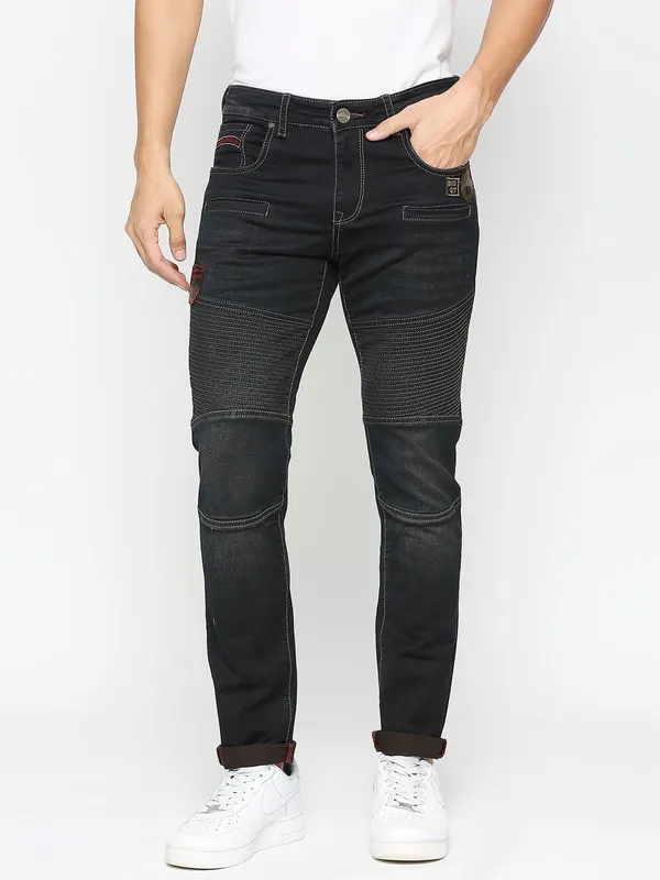 Light Blue Slim Fit Joggers For Men By Being Human Clothing